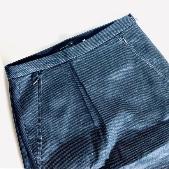 NEW Elie Tahari Navy Blue Striped Side Zip Lined Bodycon Pencil Mini Skirt 0 - Picture 1 of 7